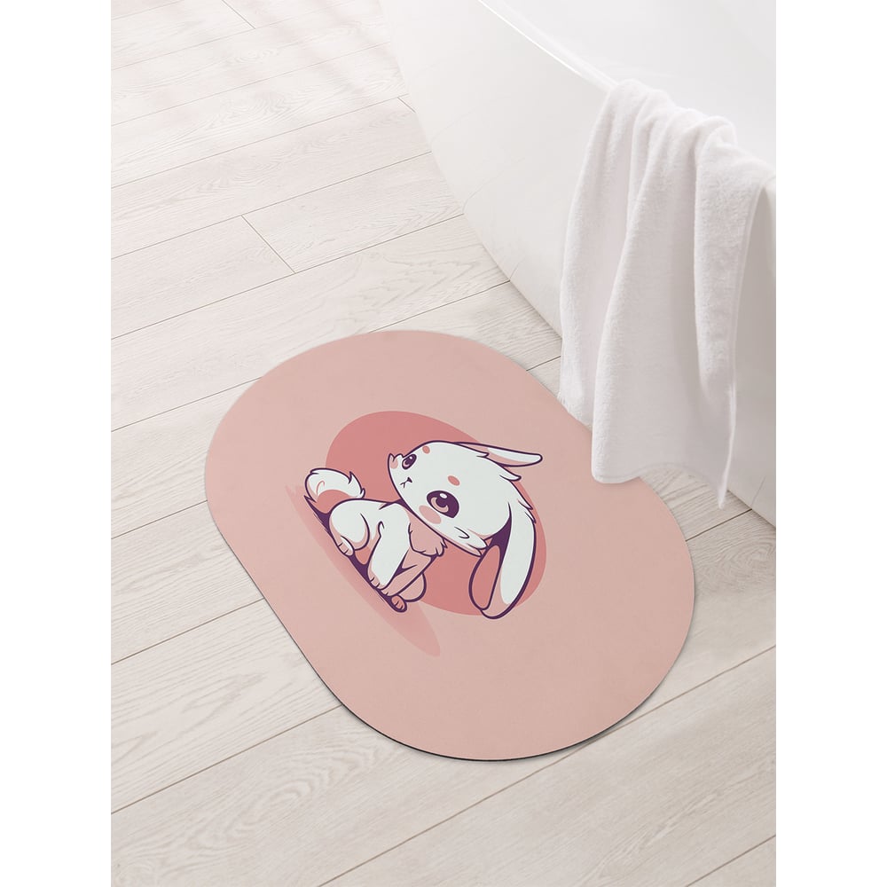 Изображение товара Коврик для ванной и туалета JOYARTY 58x38 см Зайка в ожидание sbm_429249_58x38