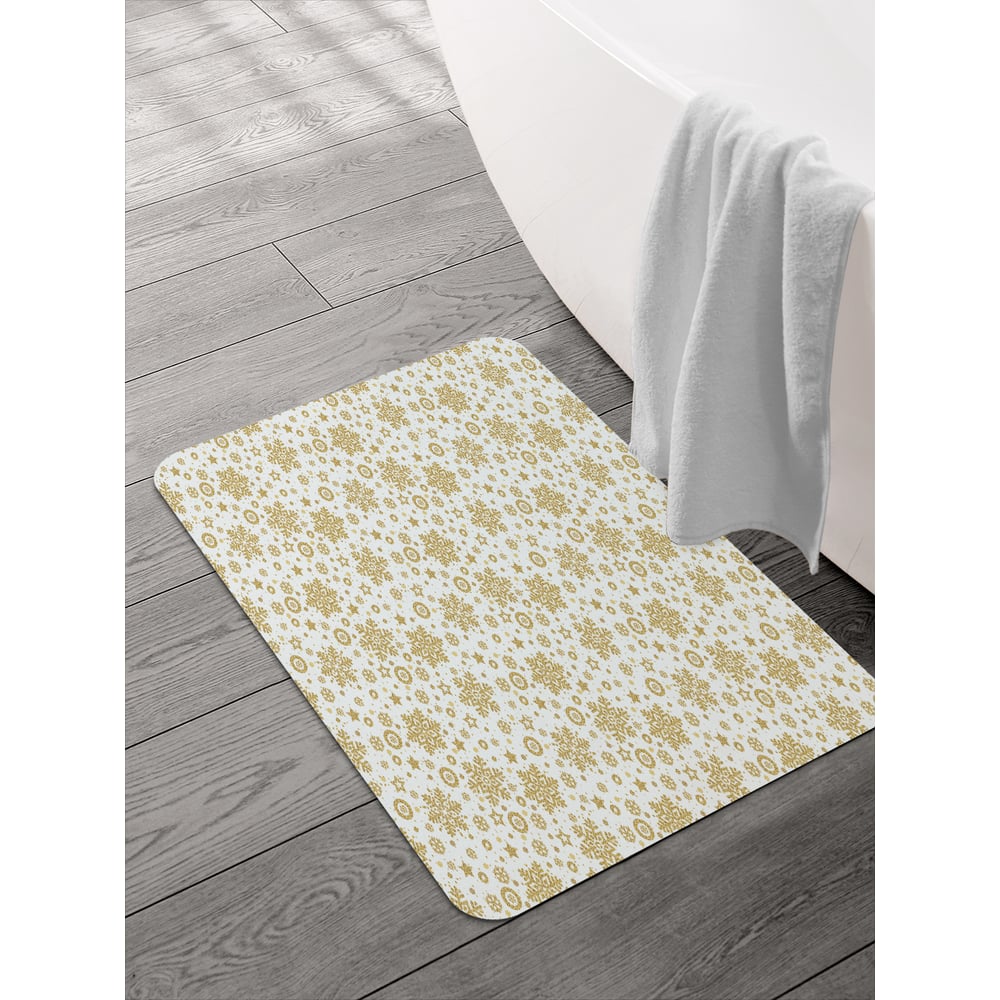 Изображение товара Коврик для ванной и туалета JOYARTY 58x38 см Золотые снежинки