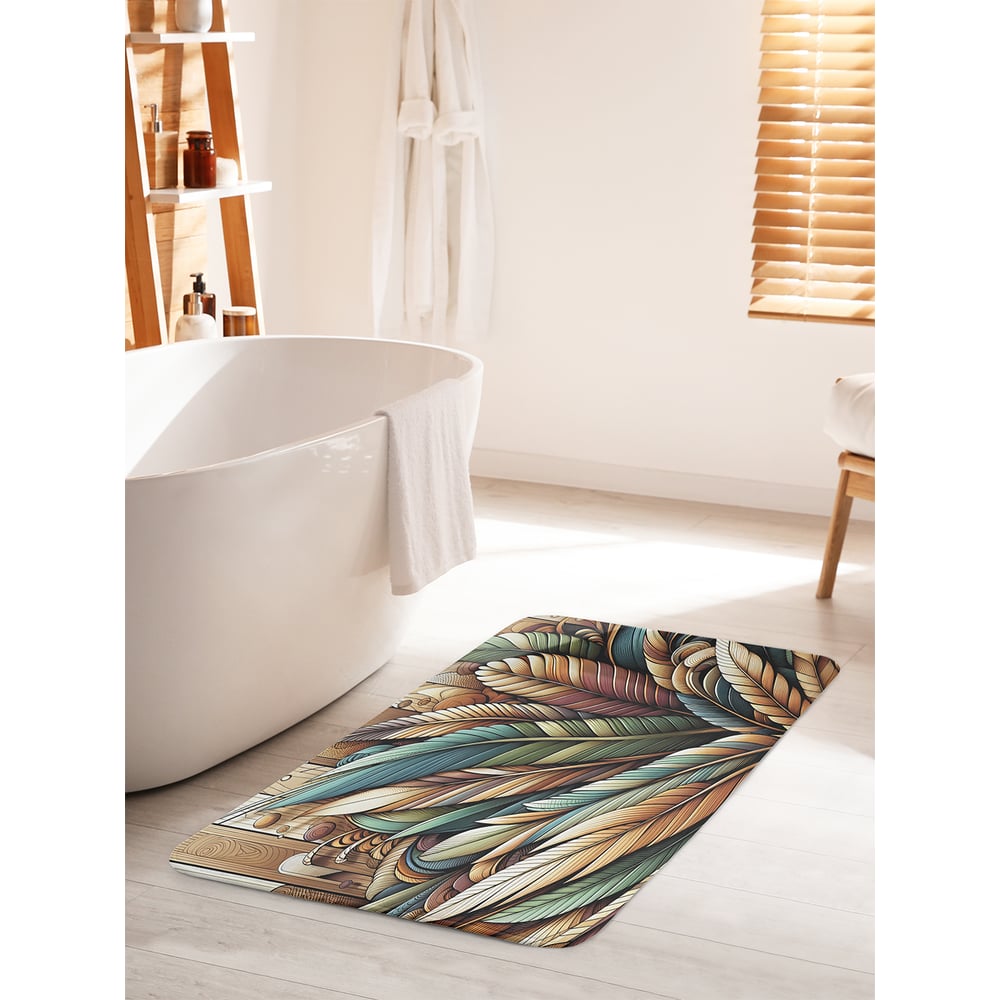 Изображение товара Противоскользящий коврик для ванной JoyArty Перья птиц 60x100 см