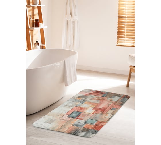 Изображение товара Коврик для ванной комнаты и туалета противоскользящий JoyArty "Ровные мазки" 60x100 см bath_sd3510_60x100