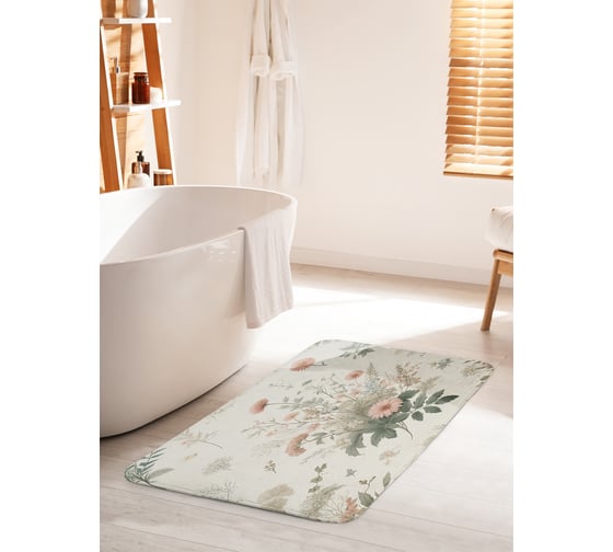 Изображение товара Коврик для ванной комнаты и туалета противоскользящий JoyArty "Цветочки нежные" 60x100 см bath_sd3551_60x100