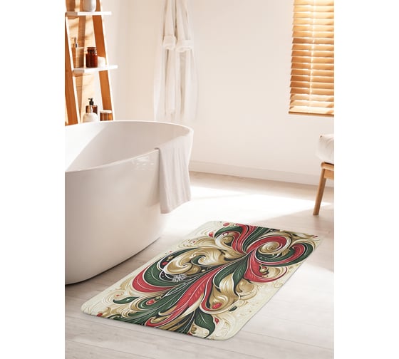 Изображение товара Коврик для ванной комнаты и туалета противоскользящий JoyArty "Узоры краской" 60x100 см, серия Новый год и Рождество bath_sd3919_60x100