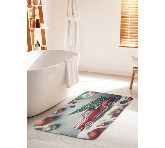 Изображение товара Коврик для ванной комнаты и туалета противоскользящий JoyArty "Елочка к празднику" 60x100 см, серия Новый год и Рождество bath_sd3861_60x100