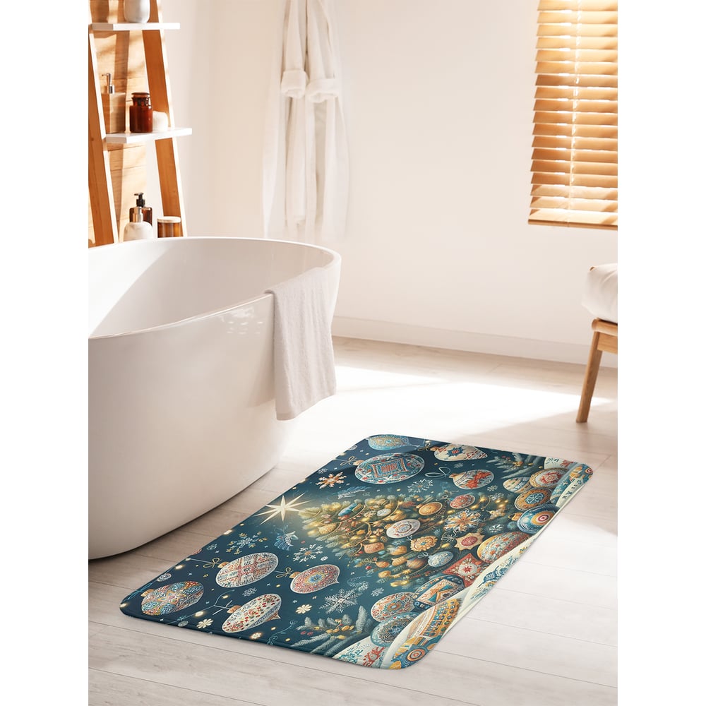 Изображение товара Коврик для ванной комнаты и туалета JoyArty Праздничная елка 60x100 см противоскользящий