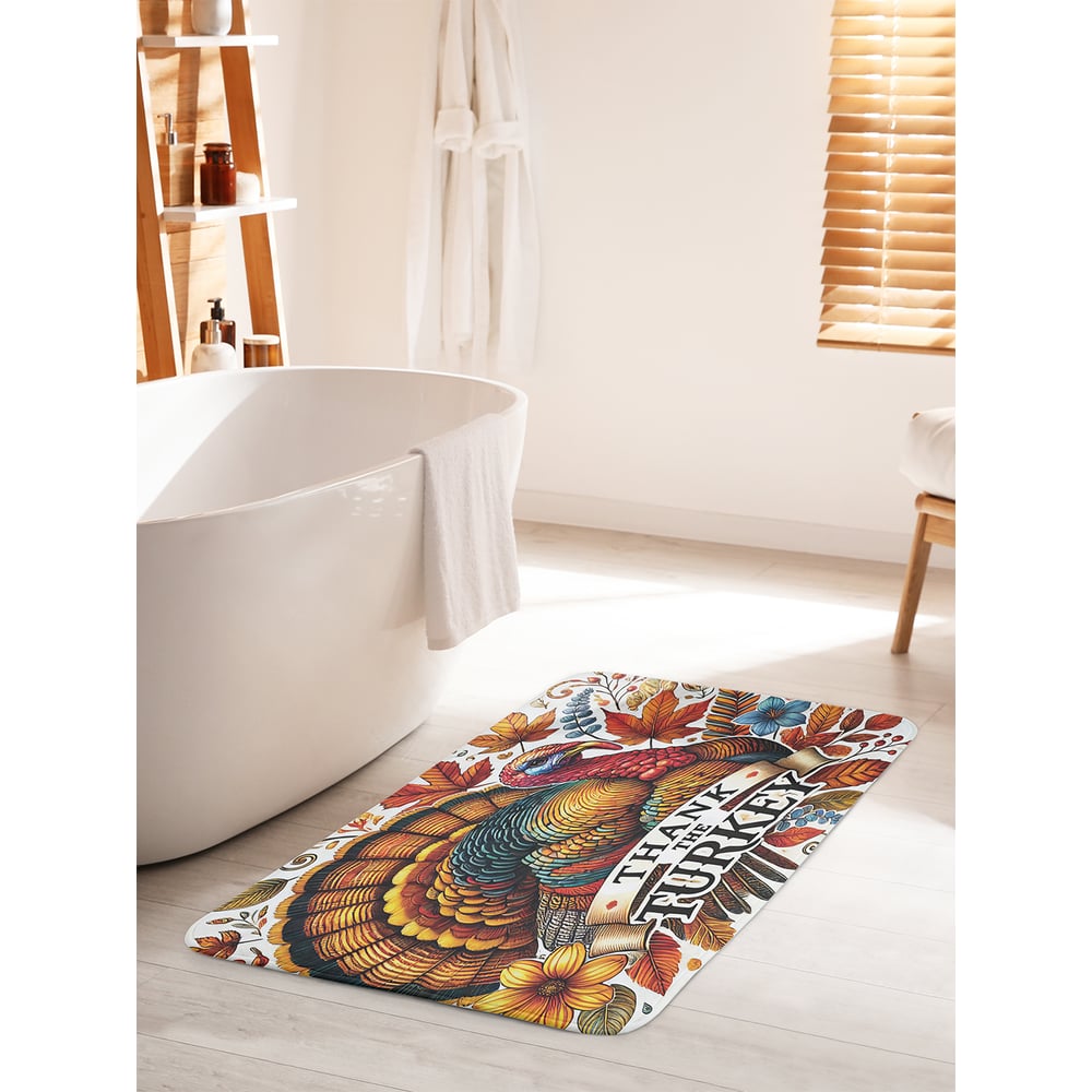 Изображение товара Коврик для ванной комнаты и туалета JoyArty Индюшка в цветах 60x100 см противоскользящий