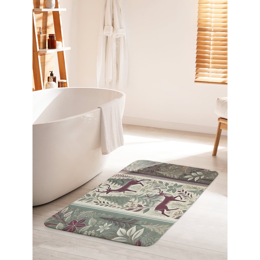 Изображение товара Коврик для ванной JoyArty 'Олени в лесу' 60x100 см противоскользящий