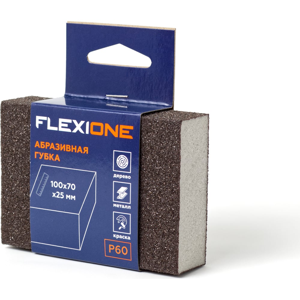 Изображение товара Губка абразивная четырехсторонняя Flexione 100x68.5x27 мм зернистость 60