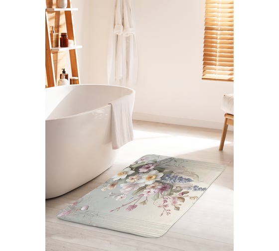 Изображение товара Коврик для ванной комнаты и туалета противоскользящий JoyArty "Украшение цветами" 60x100 см bath_sd3474_60x100