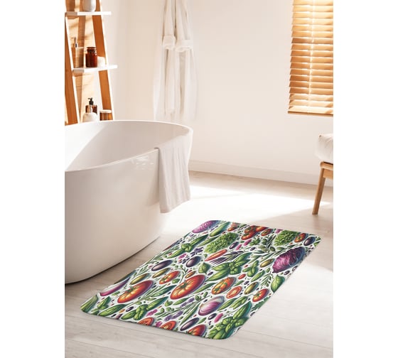 Изображение товара Коврик для ванной комнаты и туалета противоскользящий JoyArty "Дачные овощи" 60x100 см bath_sd3414_60x100