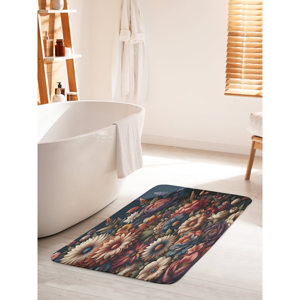 Изображение товара Коврик для ванной комнаты и туалета JoyArty Осенние цветы 60x100 см противоскользящий