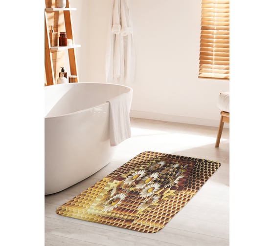 Изображение товара Коврик для ванной комнаты и туалета противоскользящий JoyArty "Медовые цветы" 60x100 см bath_sd3423_60x100