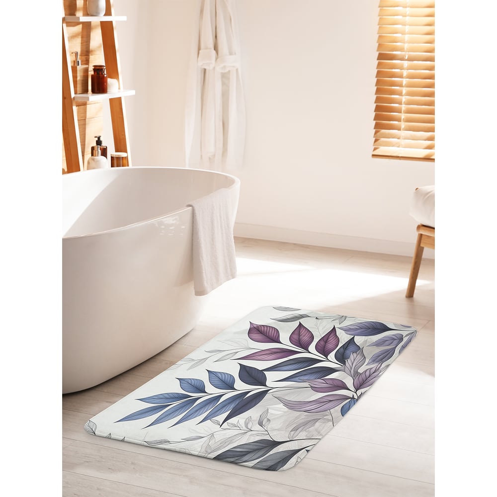 Изображение товара Коврик для ванной комнаты и туалета противоскользящий JoyArty "Листья бледные" 60x100 см bath_sd3505_60x100