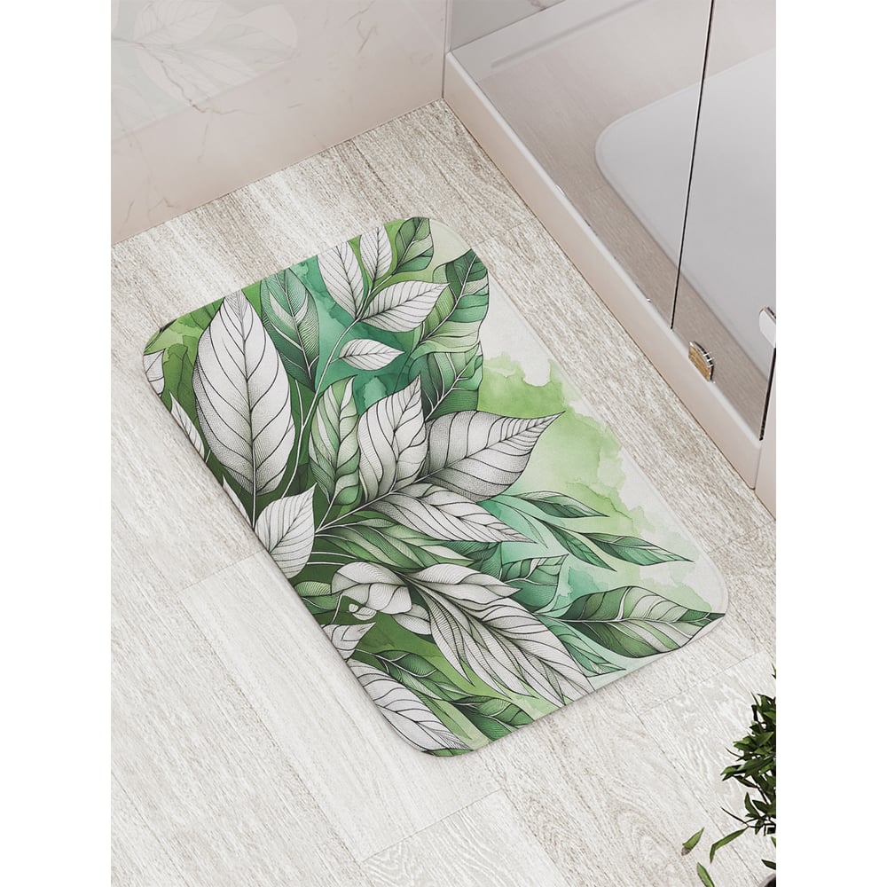 Изображение товара Коврик для ванной JoyArty противоскользящий 52x77 см Рисунок листьев