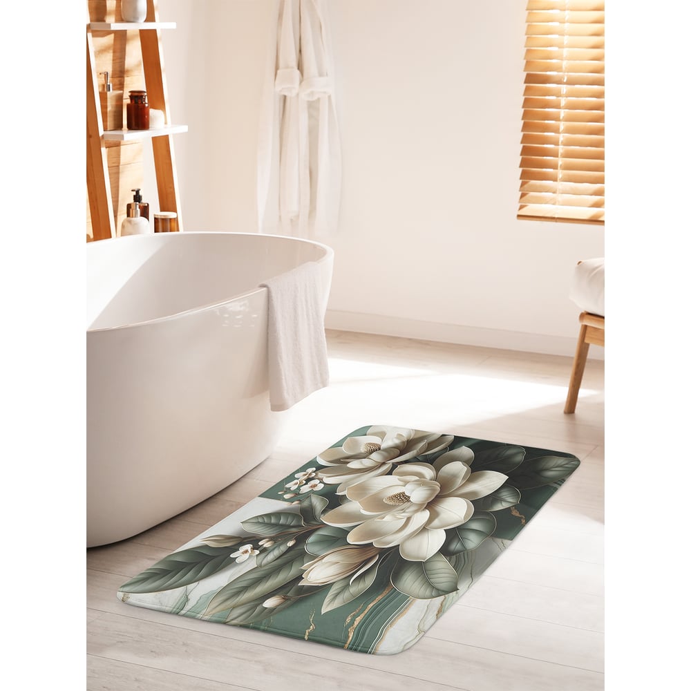 Изображение товара Коврик для ванной комнаты и туалета противоскользящий JoyArty "Мраморная магнолия" 60x100 см bath_sd3466_60x100