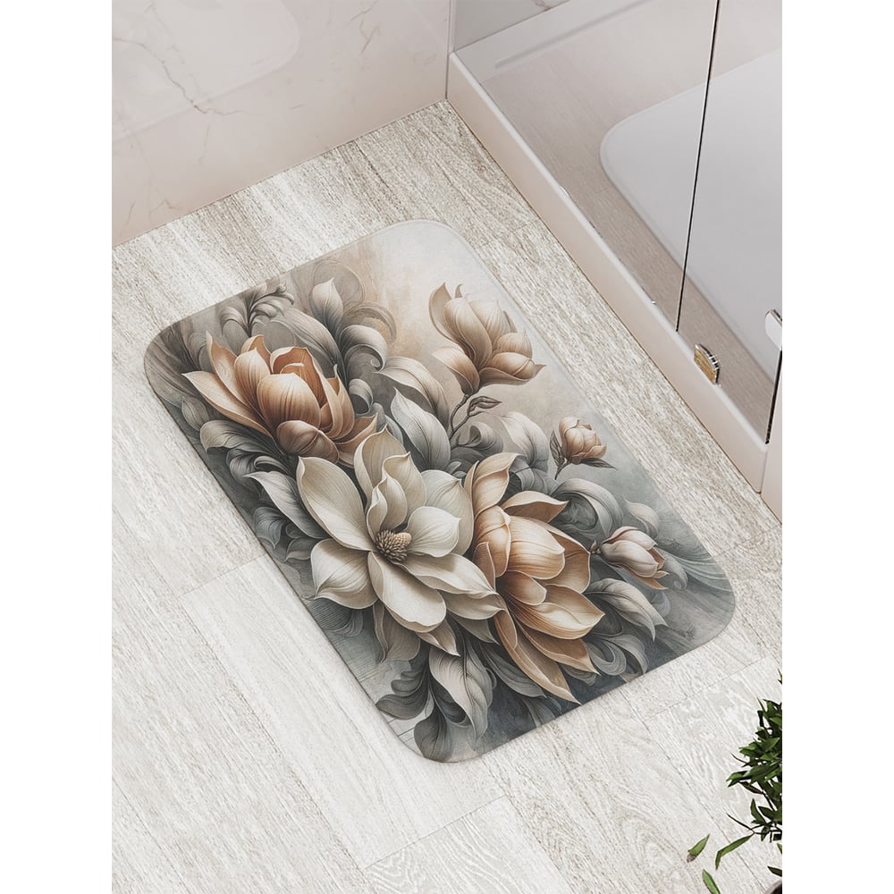 Изображение товара Коврик для ванной комнаты и туалета противоскользящий JoyArty Золотая магнолия 52x77 см
