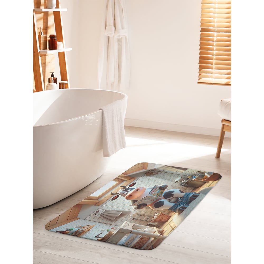 Изображение товара Коврик для ванной комнаты JoyArty Корова читает 60x100 см противоскользящий