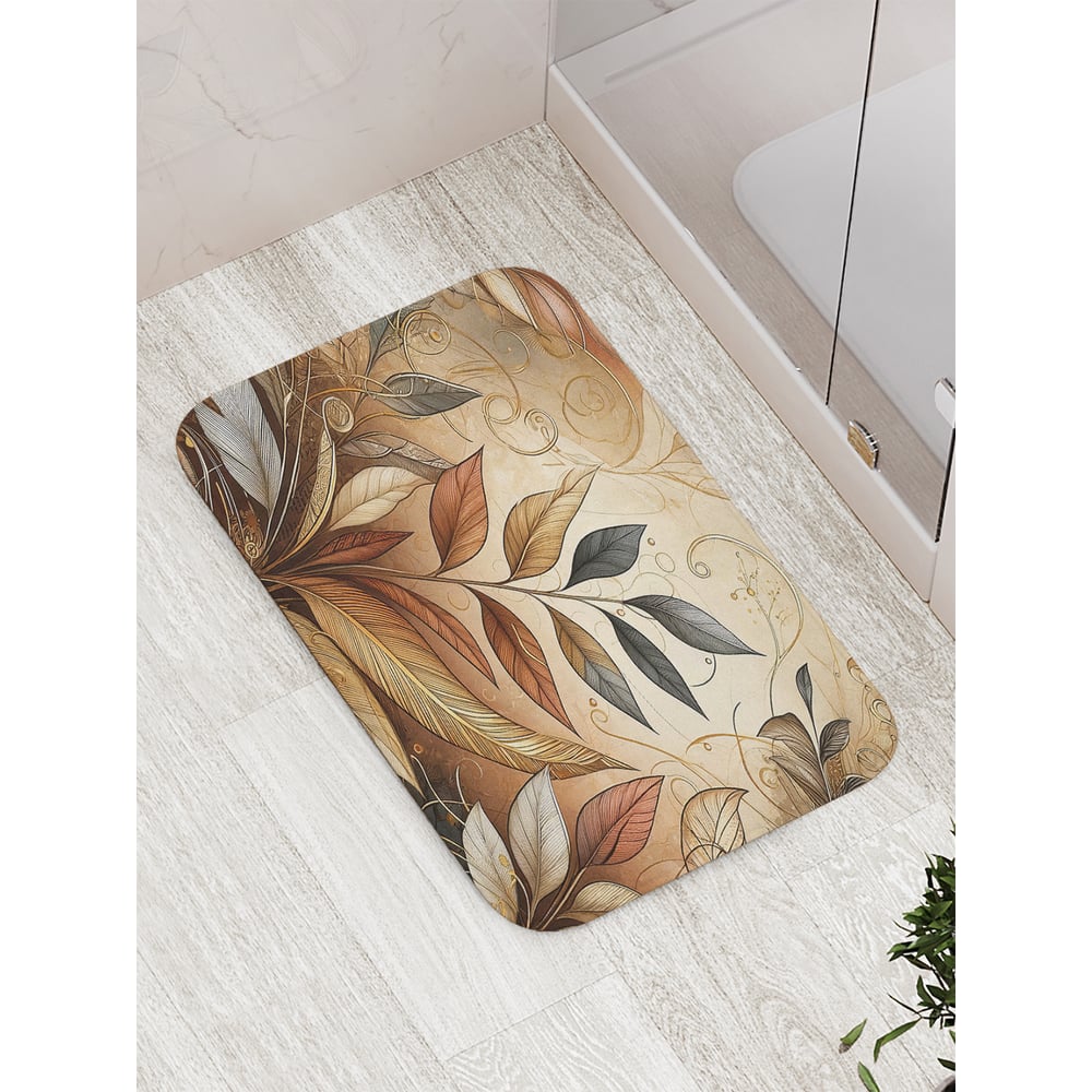 Изображение товара Коврик для ванной комнаты противоскользящий JoyArty "Раскраска листьев" 52x77 см