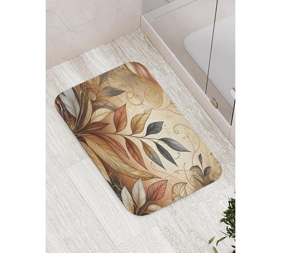 Изображение товара Коврик для ванной комнаты и туалета противоскользящий JoyArty "Раскраска листьев" 52x77 см bath_sd3481