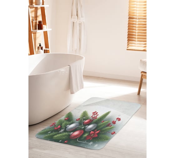 Изображение товара Коврик для ванной комнаты и туалета противоскользящий JoyArty "Игрушки в иголках" 60x100 см, серия Новый год и Рождество bath_sd3929_60x100
