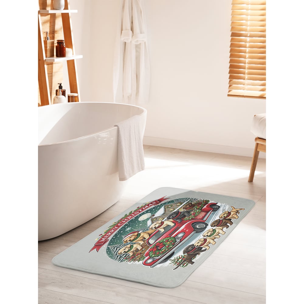 Изображение товара Коврик для ванной комнаты и туалета противоскользящий JoyArty "Счастливого праздника" 60x100 см