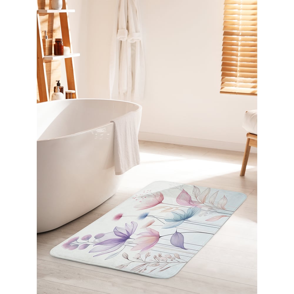 Изображение товара Противоскользящий коврик для ванной комнаты Легкие цветы 60x100 см JoyArty