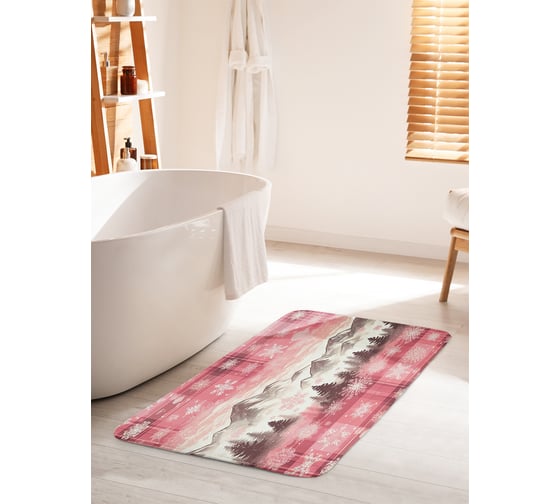 Изображение товара Коврик для ванной комнаты и туалета противоскользящий JoyArty "Снежные горы" 60x100 см, серия Новый год и Рождество bath_sd3942_60x100