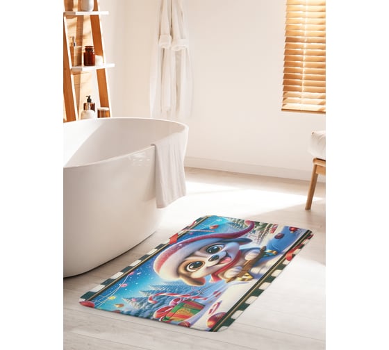 Изображение товара Коврик для ванной комнаты и туалета противоскользящий JoyArty "Прогулка в лесу" 60x100 см, серия Новый год и Рождество bath_sd3863_60x100