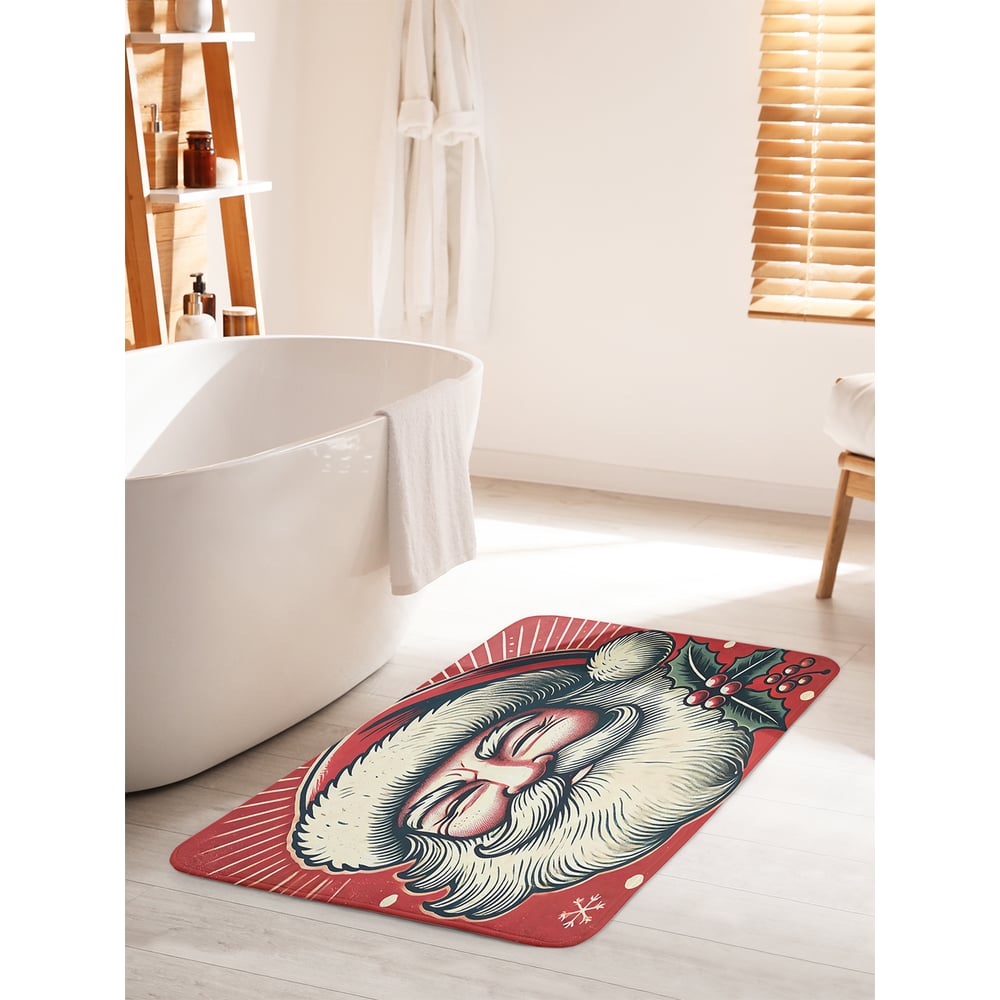 Изображение товара Коврик для ванной комнаты и туалета противоскользящий 60x100 см JoyArty Ухмылка Дедушки новогодний