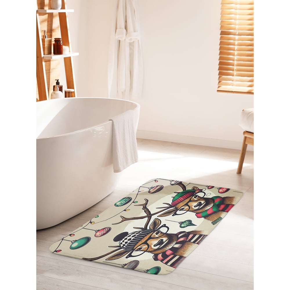Изображение товара Коврик для ванной комнаты противоскользящий JoyArty Олени на празднике 60x100 см
