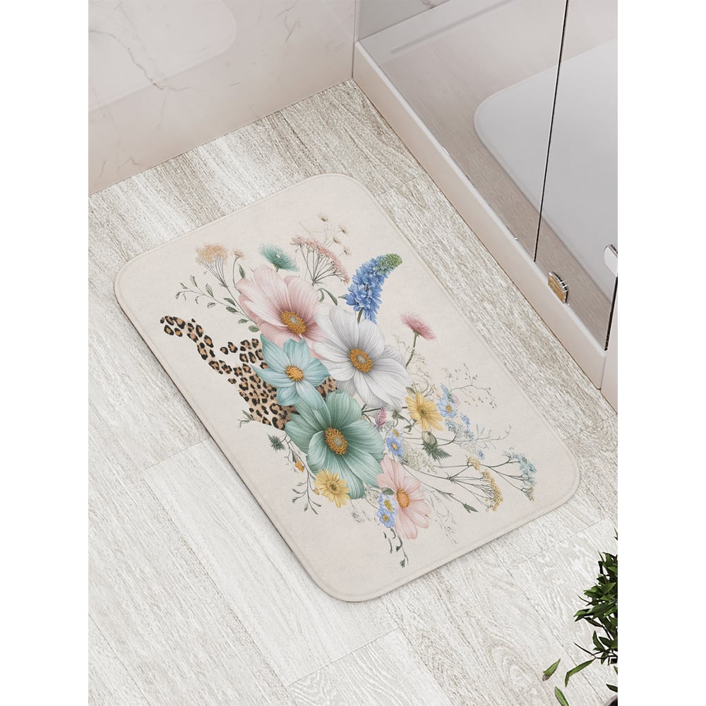 Изображение товара Коврик для ванной комнаты противоскользящий JoyArty "Полевой букет", 52x77 см