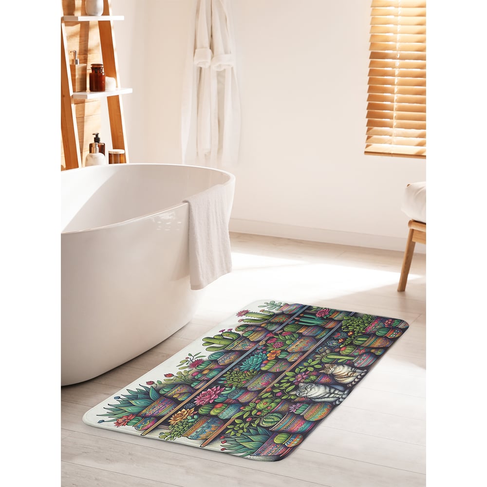 Изображение товара Коврик для ванной комнаты и туалета JoyArty Полка с цветами 60x100 см