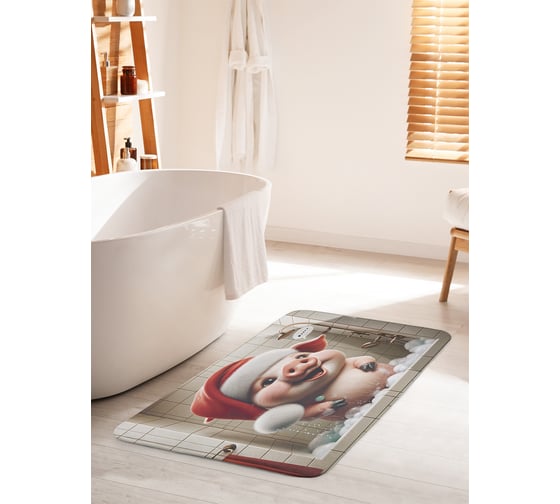 Изображение товара Коврик для ванной комнаты и туалета противоскользящий JoyArty "Подготовка к празднику" 60x100 см, серия Новый год и Рождество bath_sd3875_60x100