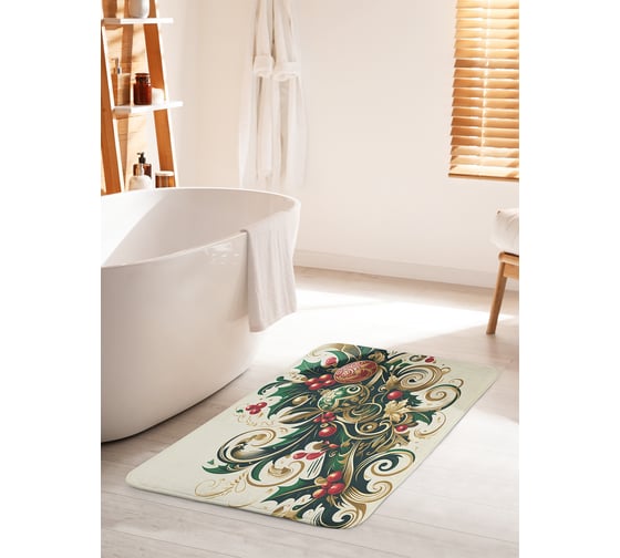 Изображение товара Коврик для ванной комнаты и туалета противоскользящий JoyArty "Нарядные игрушки" 60x100 см, серия Новый год и Рождество bath_sd3914_60x100