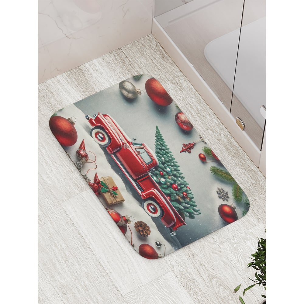 Изображение товара Коврик для ванной комнаты JoyArty Елочка к празднику 52x77 см новогодний противоскользящий