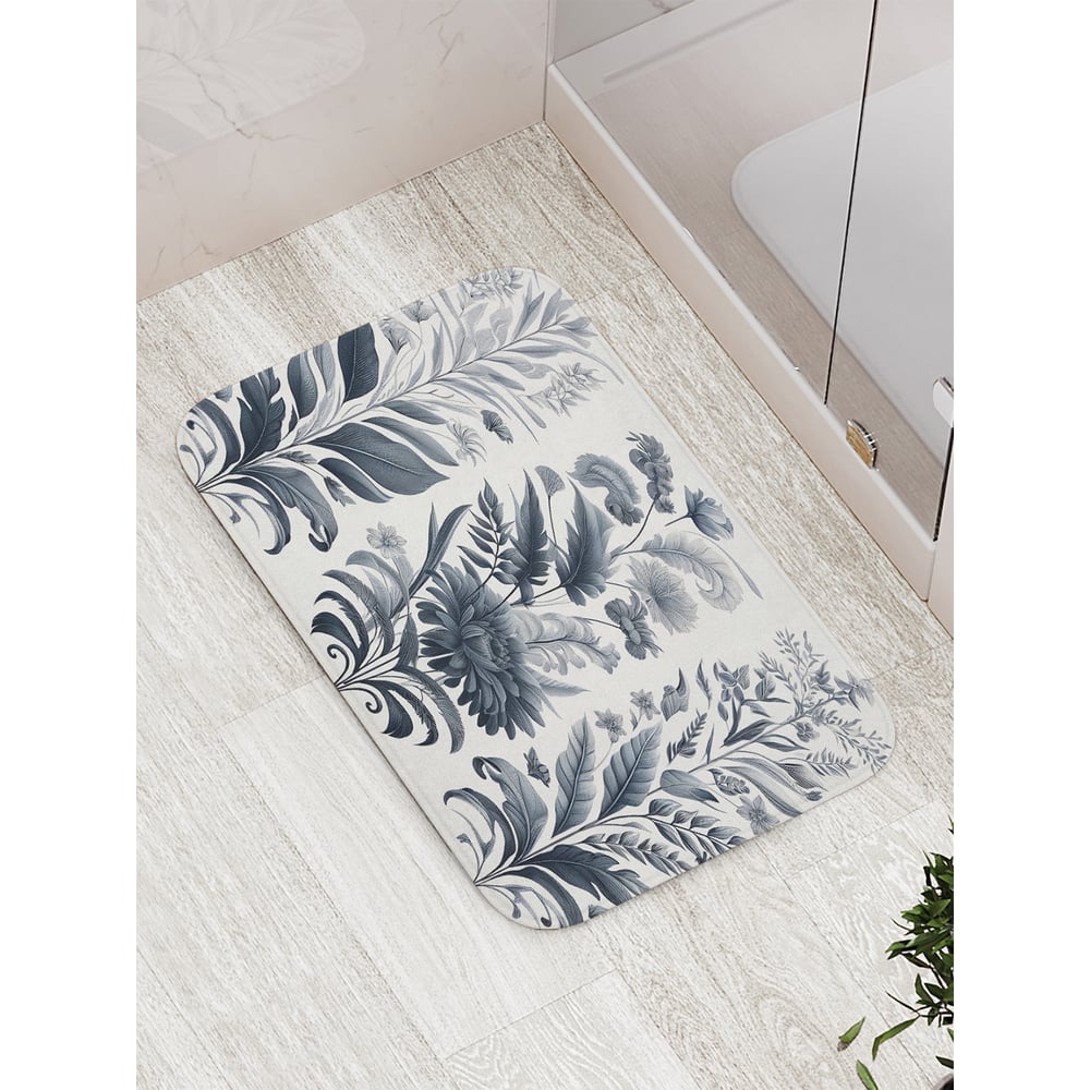 Изображение товара Коврик для ванной комнаты JoyArty Серые цветы 52x77 см противоскользящий
