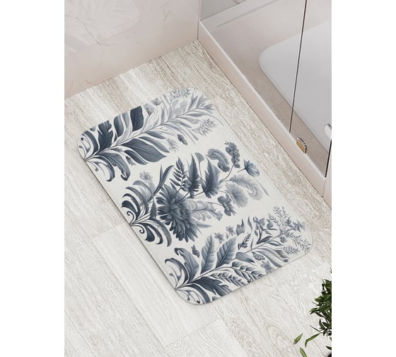 Изображение товара Коврик для ванной комнаты и туалета противоскользящий JoyArty "Серые цветы" 52x77 см bath_sd3556