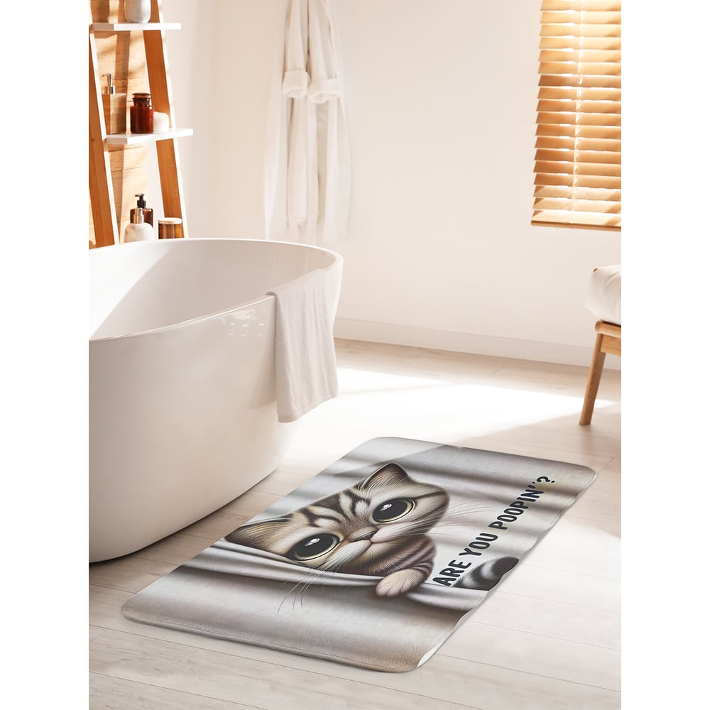 Изображение товара Коврик для ванной комнаты и туалета противоскользящий JoyArty Кот смотрит 60x100 см