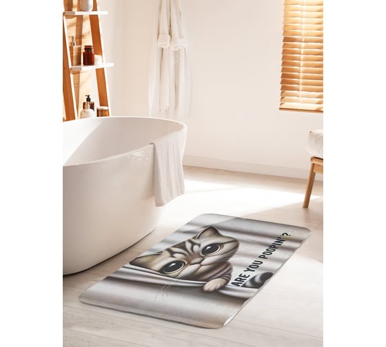 Изображение товара Коврик для ванной комнаты и туалета противоскользящий JoyArty "Кот смотрит" 60x100 см bath_sd3460_60x100