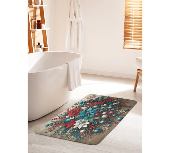 Изображение товара Коврик для ванной комнаты и туалета противоскользящий JoyArty "Композиция к празднику" 60x100 см, серия Новый год и Рождество bath_sd3913_60x100