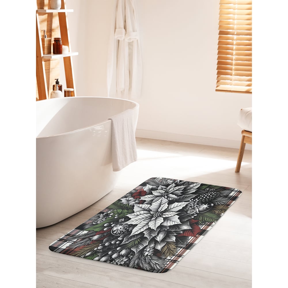 Изображение товара Коврик для ванной комнаты противоскользящий JoyArty Серые цветы 60x100 см