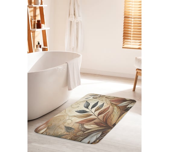 Изображение товара Коврик для ванной комнаты и туалета противоскользящий JoyArty "Раскраска листьев" 60x100 см bath_sd3481_60x100