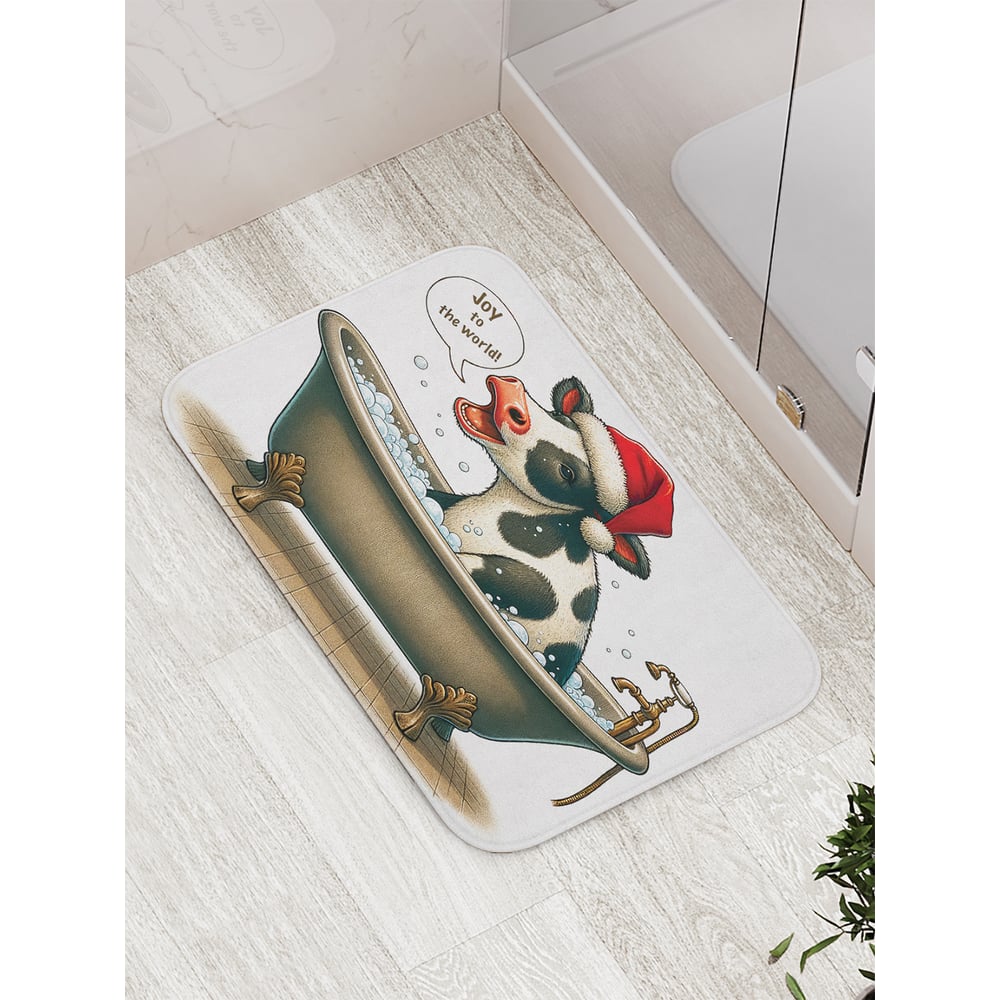 Изображение товара Коврик для ванной комнаты противоскользящий JoyArty Радостная корова 52x77 см