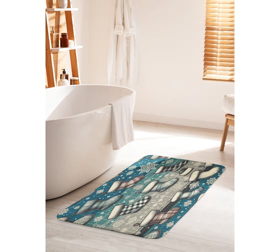 Изображение товара Коврик для ванной комнаты и туалета противоскользящий JoyArty "Разнообразие валенок" 60x100 см, серия Новый год и Рождество bath_sd3945_60x100