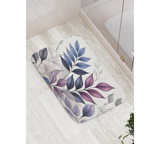 Изображение товара Коврик для ванной комнаты и туалета противоскользящий JoyArty "Листья бледные" 52x77 см bath_sd3505