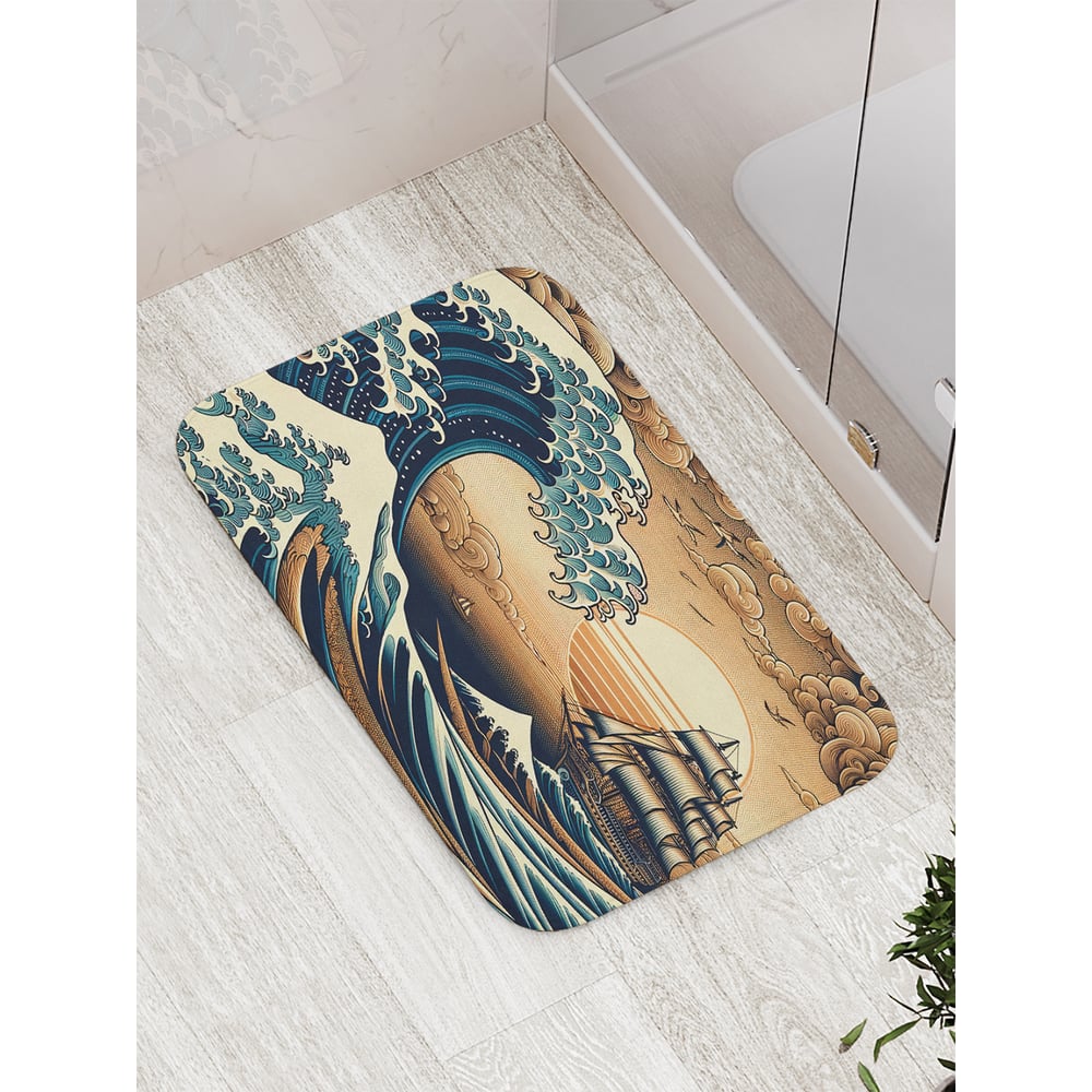 Изображение товара Коврик для ванной комнаты JoyArty Корабль на закате 52x77 см противоскользящий