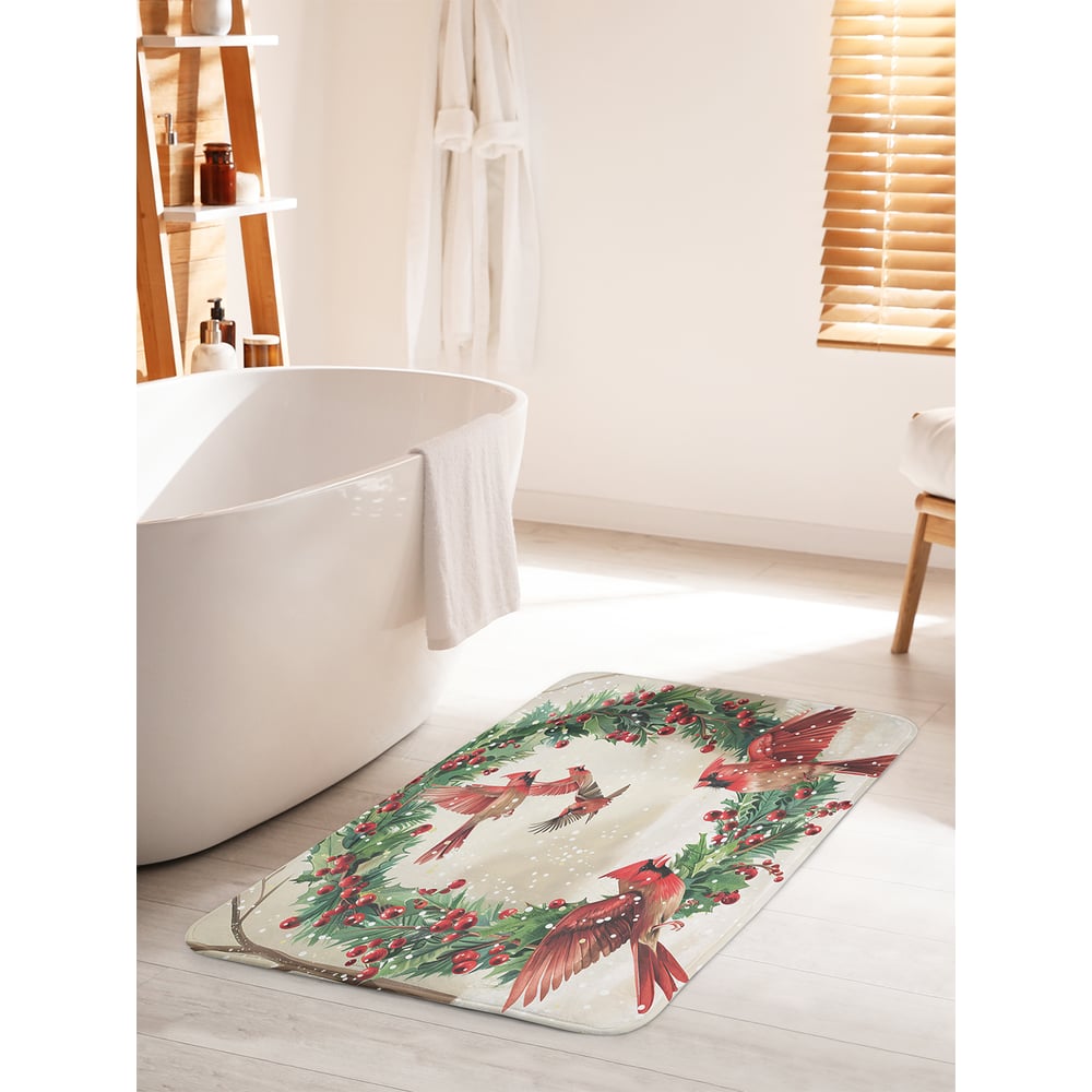 Изображение товара Коврик для ванной комнаты JoyArty Рождественский венок 60x100 см противоскользящий