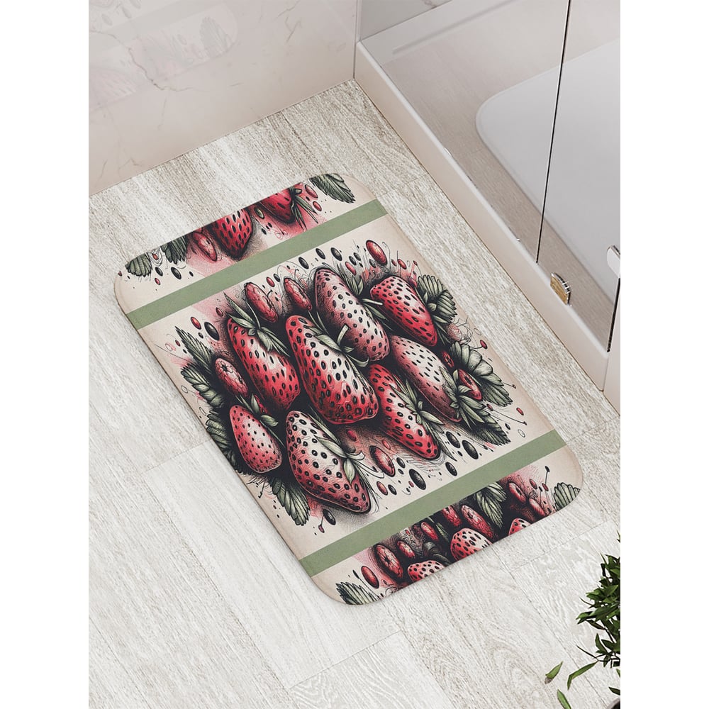 Изображение товара Коврик для ванной комнаты JoyArty Клубника противоскользящий 52x77 см