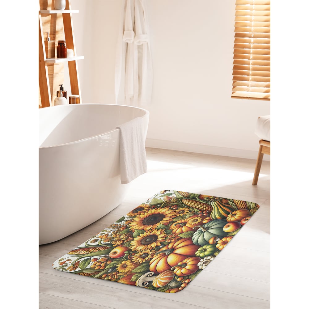 Изображение товара Коврик для ванной комнаты противоскользящий JoyArty Тыквенный сбор 60x100 см