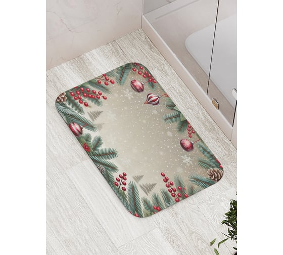Изображение товара Коврик для ванной комнаты и туалета противоскользящий JoyArty "Нарядный лес" 52x77 см, серия Новый год и Рождество bath_sd3956