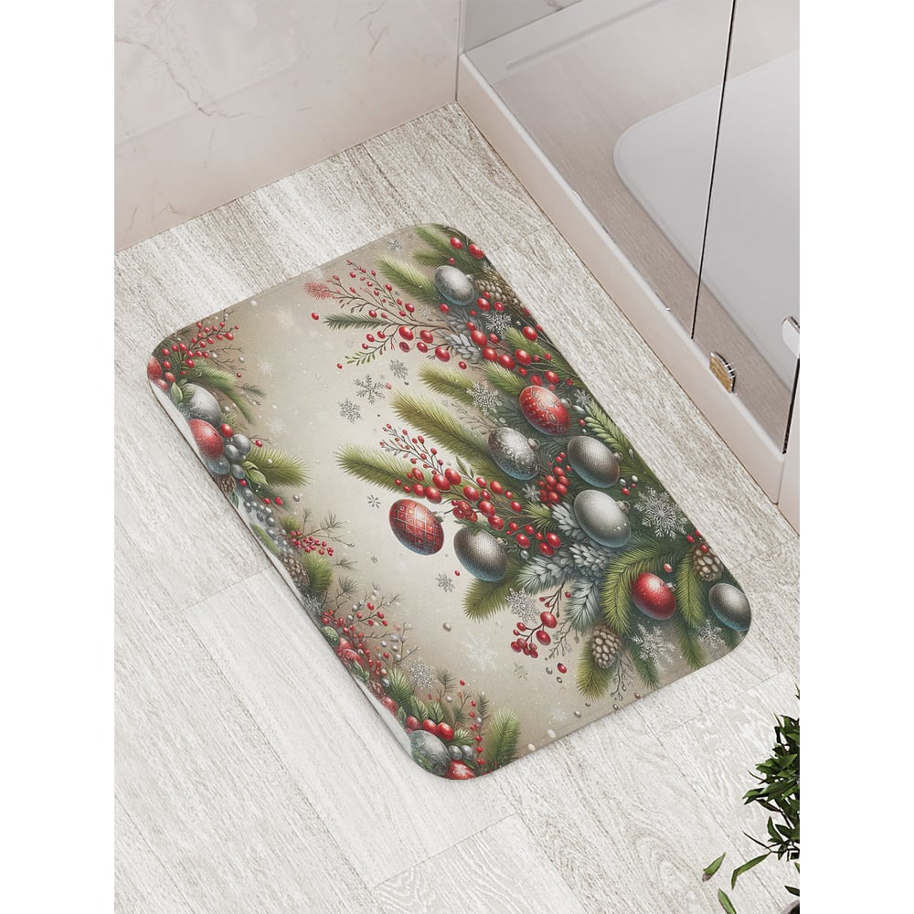Изображение товара Коврик для ванной комнаты и туалета JoyArty Праздничная атмосфера 52x77 см с новогодним рисунком